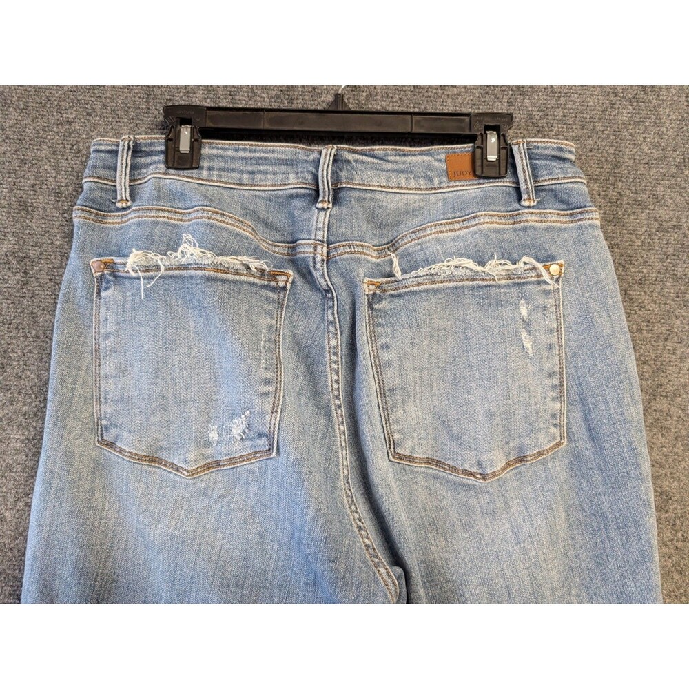 Judy Blue Jeans 14W On The Road High Rise Button Fly Boyfriend Distress Blue - Picture 11 of 15